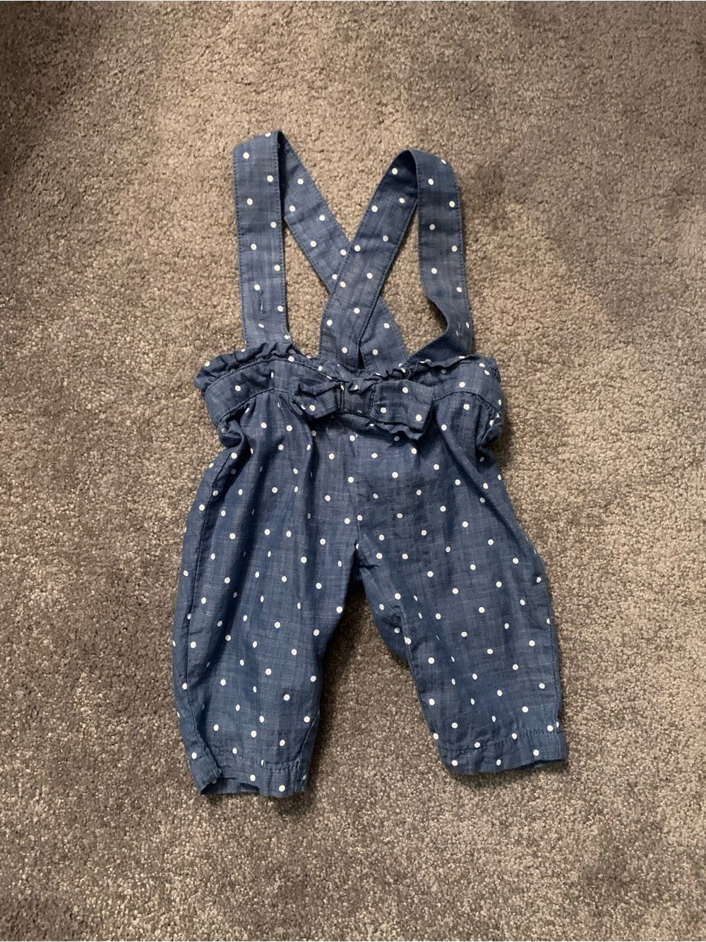 Carter's Navy Blue Polka Dot Suspender Overalls